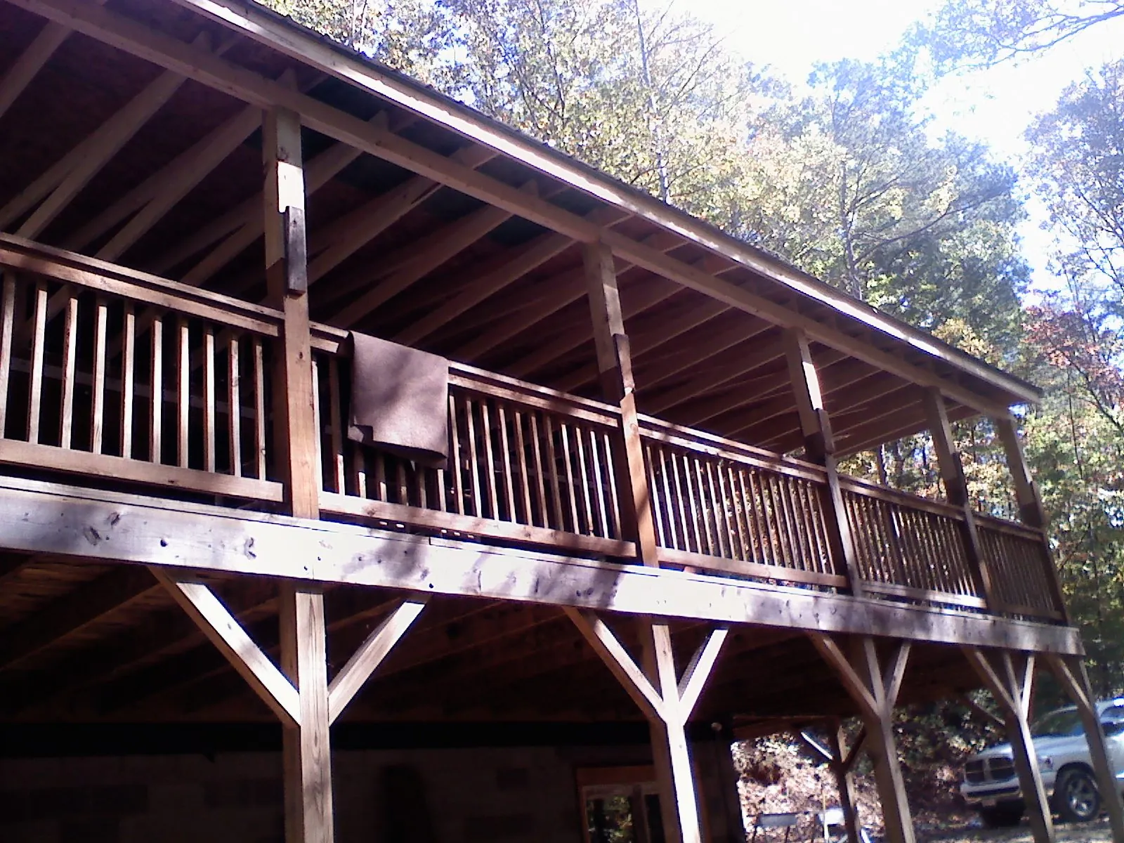 Timber framing under a new elevated porch and deck — Roof Leak Repair in Fred by Roofing Brothers